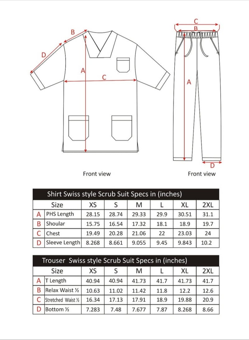 Medical Scrub Set | V-Neck Top Overlap and Elasticated Drawstring Pant | Al Ain Style  Nursing Uniform Suit