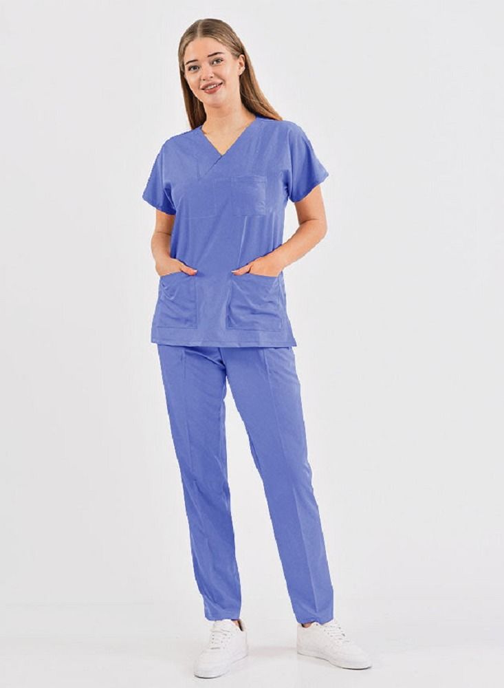 Medical Scrub Set Unisex & Reversable V Overlap Neck Swiss Style Scrub Suit Nursing Uniform Suit