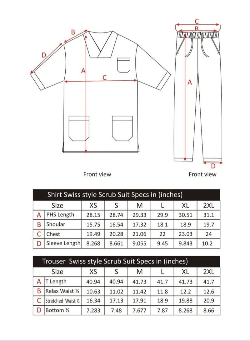 Medical Scrub Set Unisex & Reversable V Overlap Neck Swiss Style Scrub Suit Nursing Uniform Suit