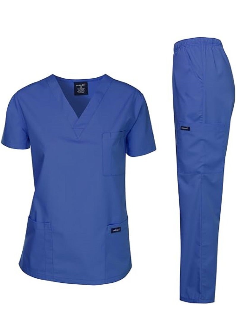 Scrubs Medical Uniform Unisex Top and Pants Royal Blue Color