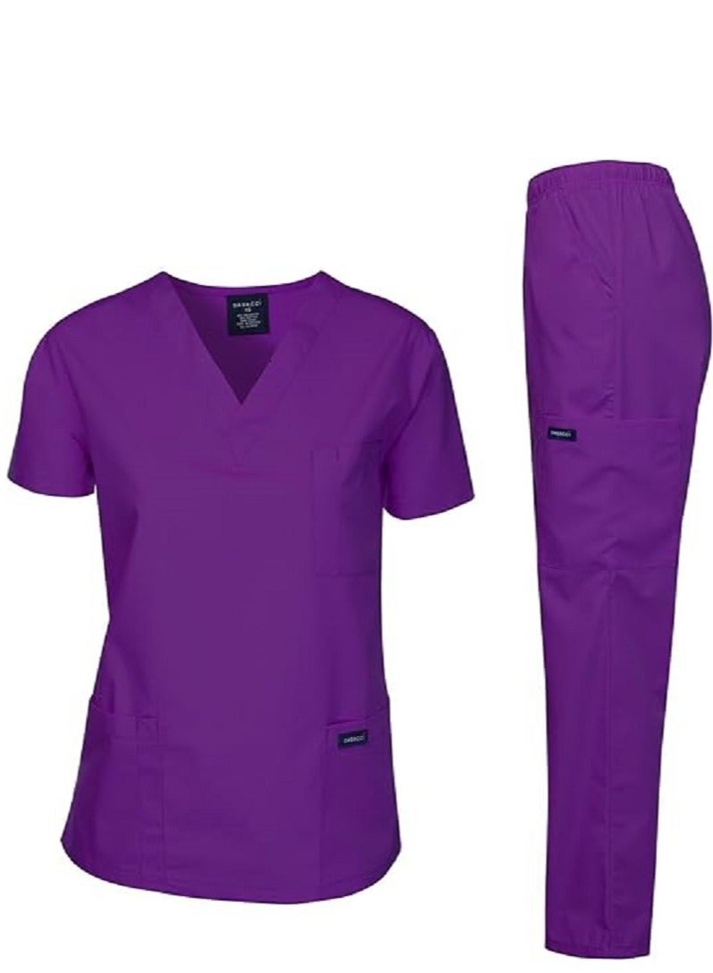 Scrubs Medical Uniform Unisex Top and Pants Purple Color