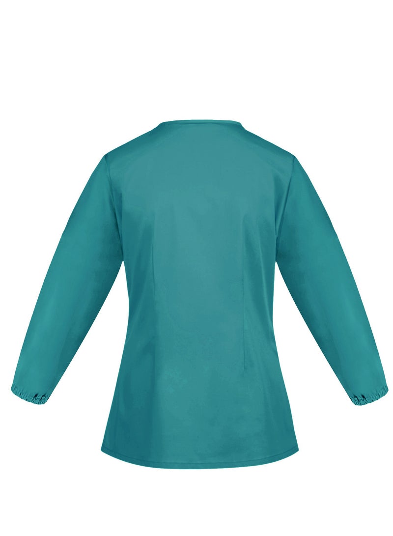 Solid V Neck Medical Scrubs Set，Medical Uniform Stretch Contrast Binding Top