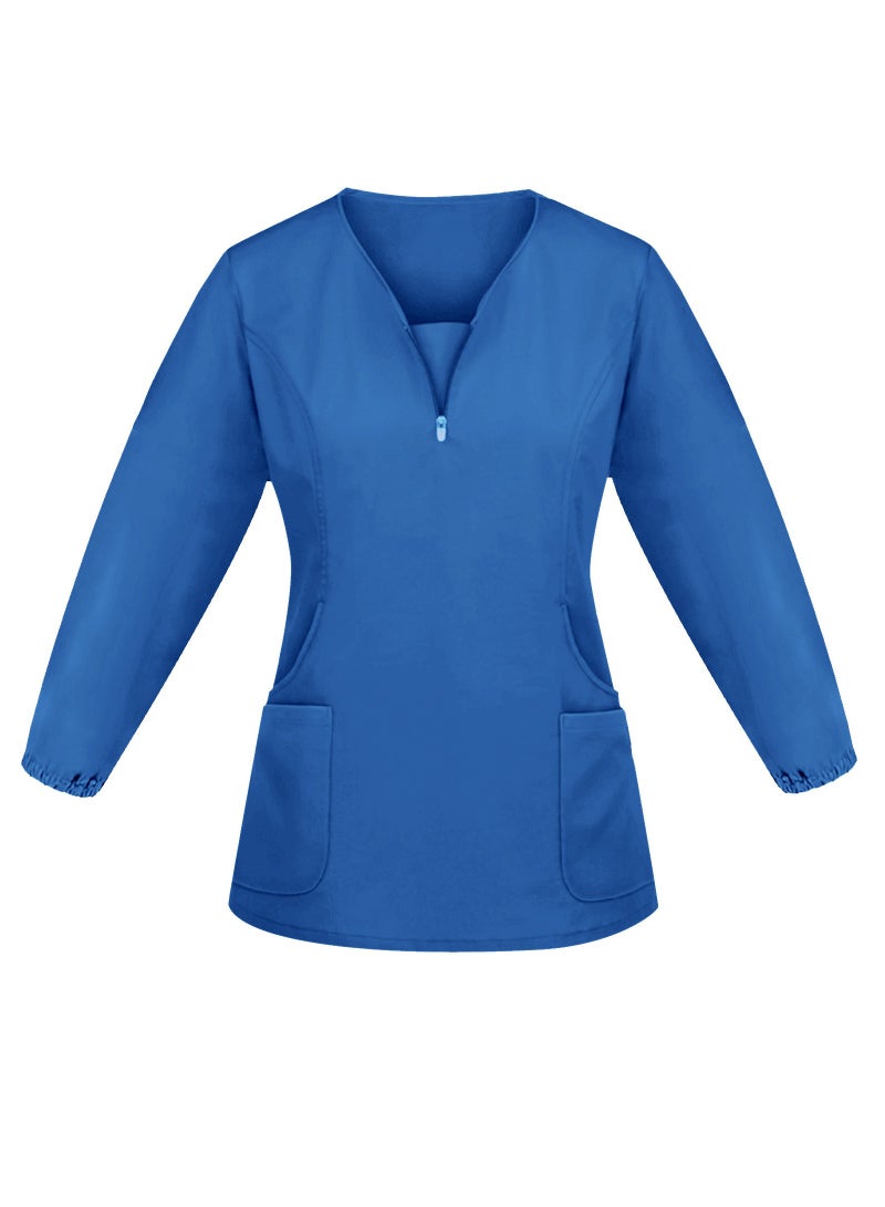 Solid V Neck Medical Scrubs Set，Medical Uniform Stretch Contrast Binding Top