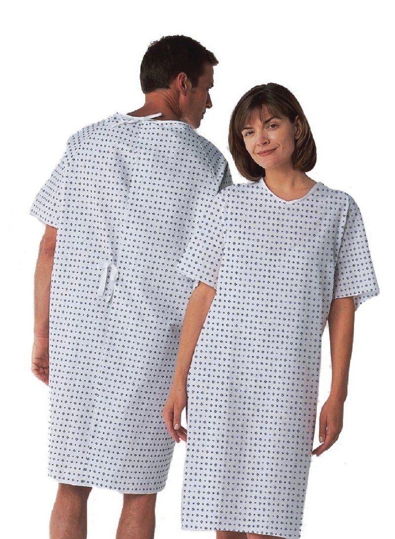 Unisex Patient Gown Back Ties, Easy Care, Machine Washable