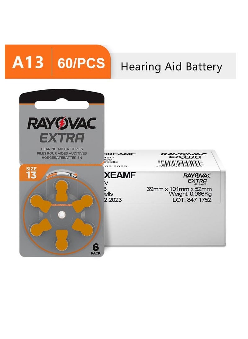 Rayovac - Hearing Aid Batteries - Size 13 - Pack of 60 Pieces