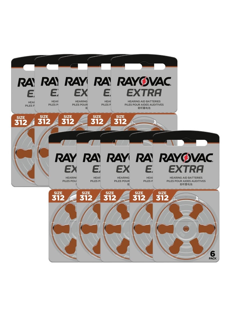 Rayovac - Hearing Aid Batteries - Size 312 - Pack of 60 Pieces