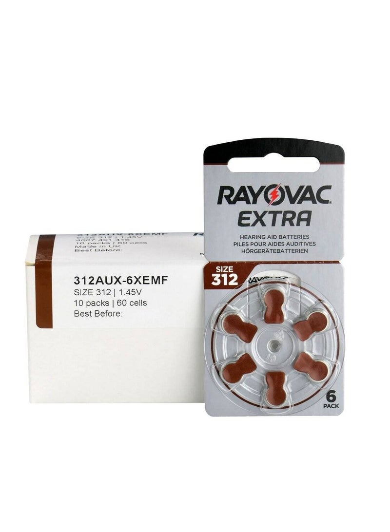 Rayovac - Hearing Aid Batteries - Size 312 - Pack of 60 Pieces