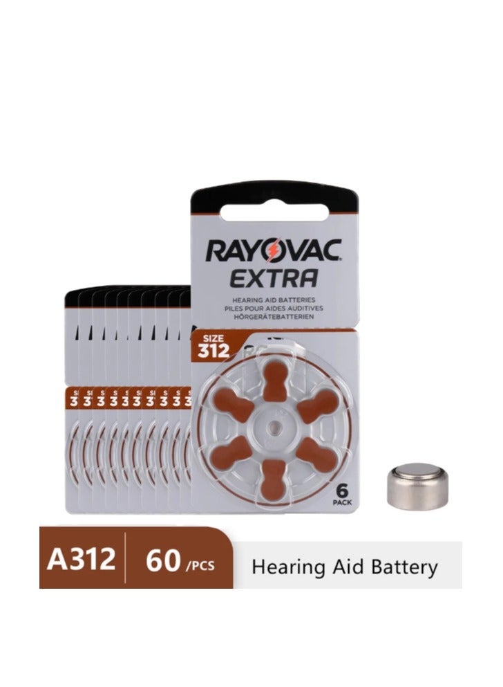 Rayovac - Hearing Aid Batteries - Size 312 - Pack of 60 Pieces