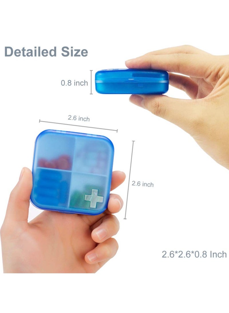 Portable Travel Pill Organizer Case for Purse Cute Small Daily Pill Box Bpa Free Plastic Medicine Vitamin Holder Container for Purse Pills Vitamin Fish Oil Daily Travel Use 2 Pack 4 Compartments