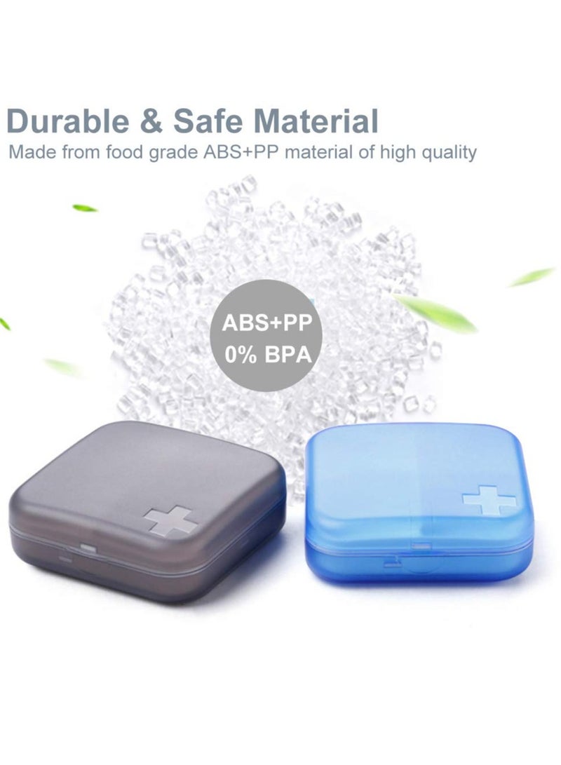 Portable Travel Pill Organizer Case for Purse Cute Small Daily Pill Box Bpa Free Plastic Medicine Vitamin Holder Container for Purse Pills Vitamin Fish Oil Daily Travel Use 2 Pack 4 Compartments