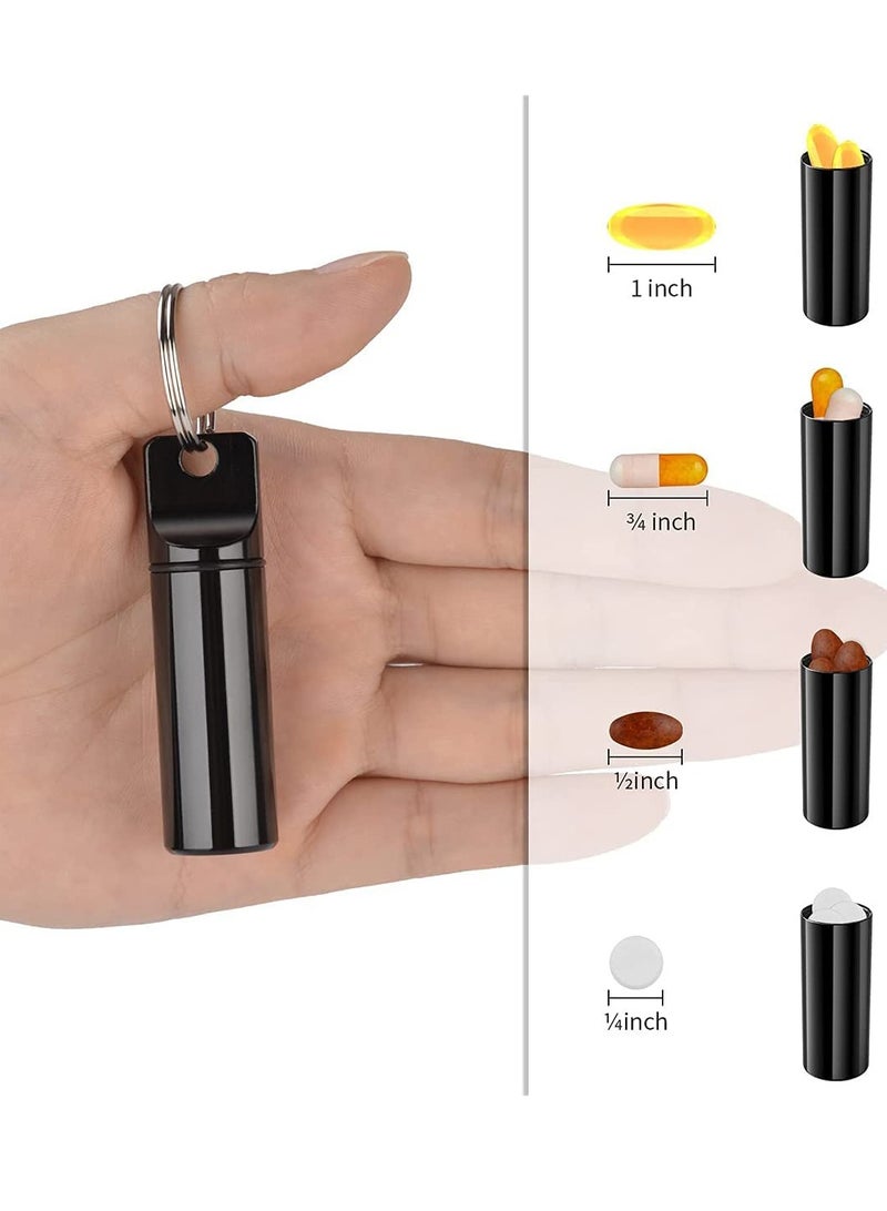 Small Pill Boxes Organiser Metal Pill Boxes Travel Pocket Pill Case Round Keyring Pill Holder Waterproof Capsules Portable Pill Container for Outdoor Travel