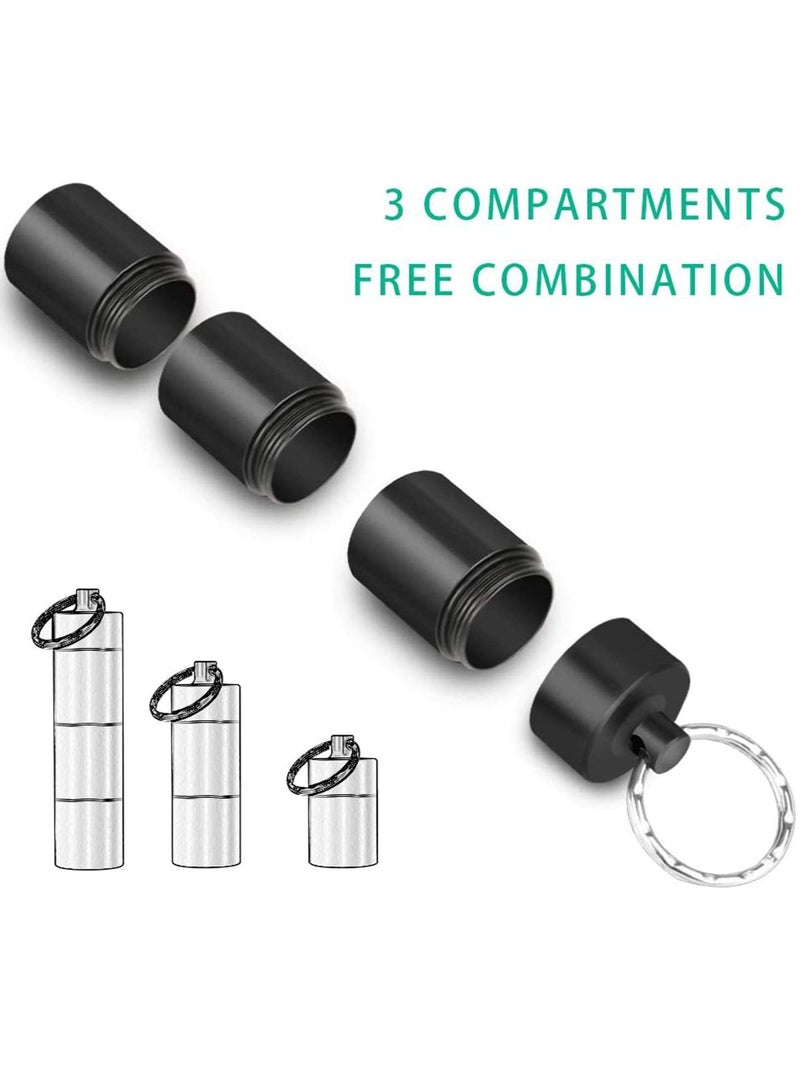 Portable Pill Cases Metal Pocket Boxes Keychain For Travel 3 Compartment Waterproof Daily Container Holder Medication Supplements Vitamins Cod Liver Oil