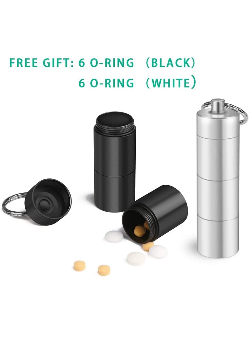 Portable Pill Cases Metal Pocket Boxes Keychain For Travel 3 Compartment Waterproof Daily Container Holder Medication Supplements Vitamins Cod Liver Oil