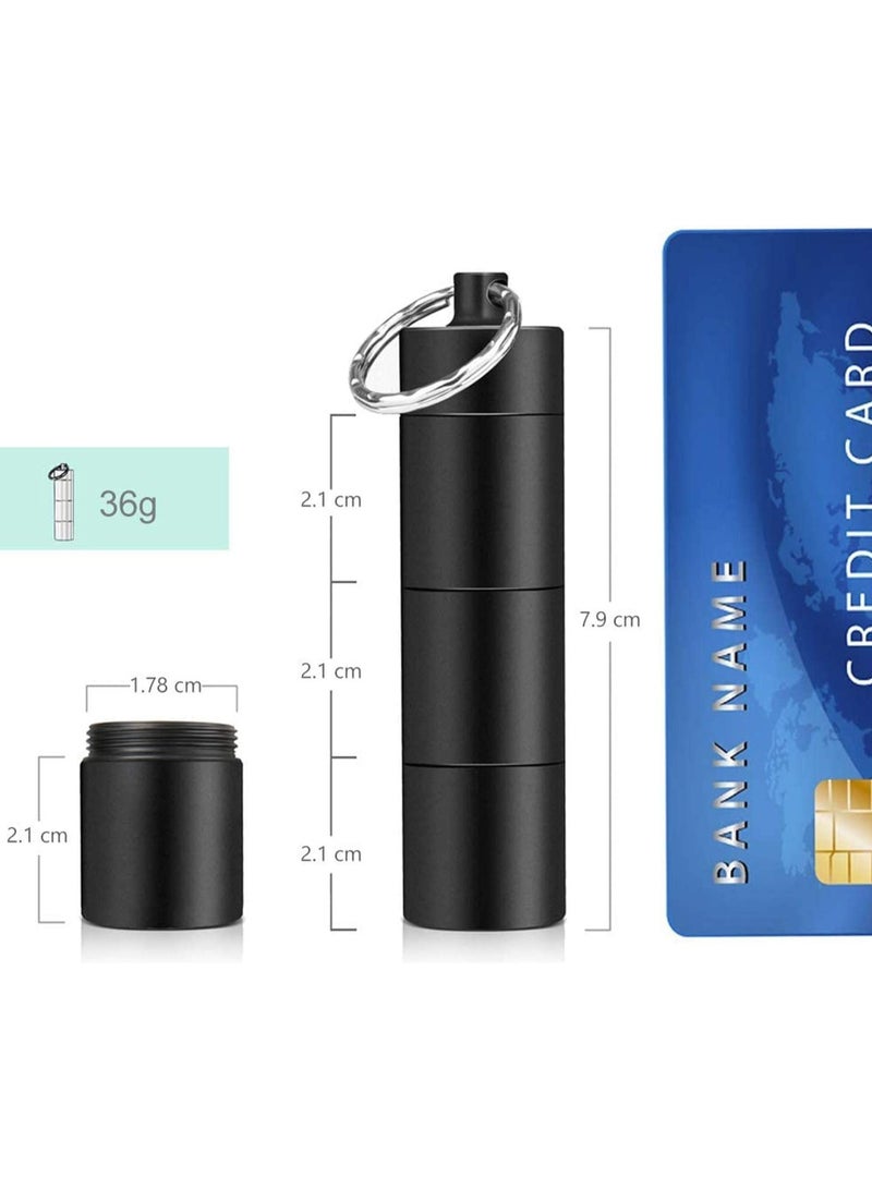 Portable Pill Cases Metal Pocket Boxes Keychain For Travel 3 Compartment Waterproof Daily Container Holder Medication Supplements Vitamins Cod Liver Oil