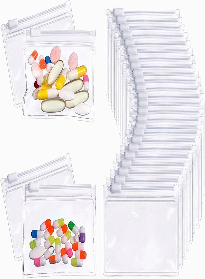 Pill Pouch Bags, Zippered Reusable Baggies Clear Plastic Bags Self Sealing Travel Medicine Organizer Storage with Slide Lock for Cod Liver Oil, Pills, and Small Items 24Pcs