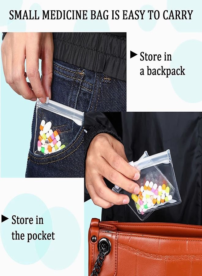 Pill Pouch Bags, Zippered Reusable Baggies Clear Plastic Bags Self Sealing Travel Medicine Organizer Storage with Slide Lock for Cod Liver Oil, Pills, and Small Items 24Pcs