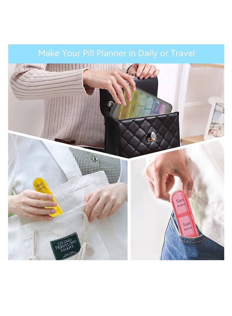 Weekly Pill Organizer 3 Times A Day, 7 Day Box Large Compartments Moisture-Proof Case, Daily Portable Travel Morning Noon Evening Container, for Fish Oils, Vitamins, Supplements