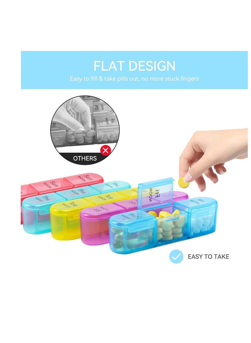 Weekly Pill Organizer 3 Times A Day, 7 Day Box Large Compartments Moisture-Proof Case, Daily Portable Travel Morning Noon Evening Container, for Fish Oils, Vitamins, Supplements