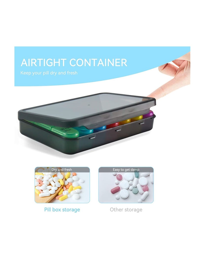 Weekly Pill Organizer 3 Times A Day, 7 Day Box Large Compartments Moisture-Proof Case, Daily Portable Travel Morning Noon Evening Container, for Fish Oils, Vitamins, Supplements