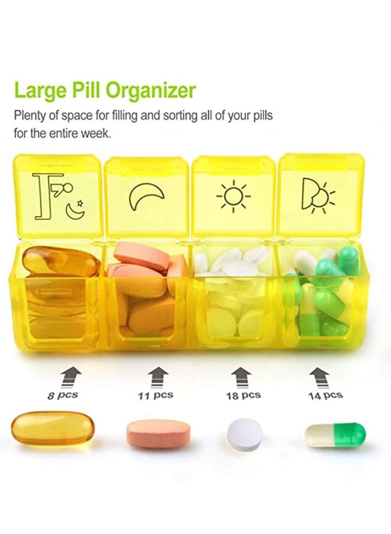 Pill Box Organiser 7 Day Dispenser Weekly 3 Times a with case for Travel, Vitamin Fish Oil Container Planner BPA Free