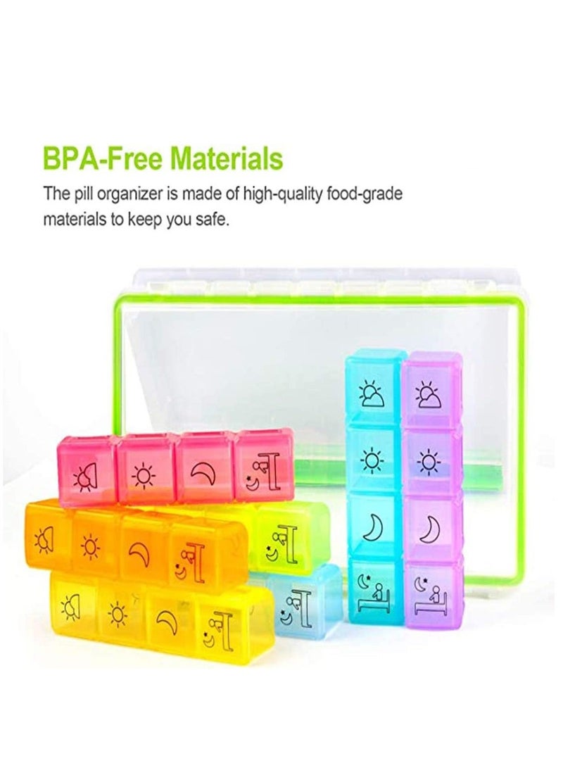 Pill Box Organiser 7 Day Dispenser Weekly 3 Times a with case for Travel, Vitamin Fish Oil Container Planner BPA Free