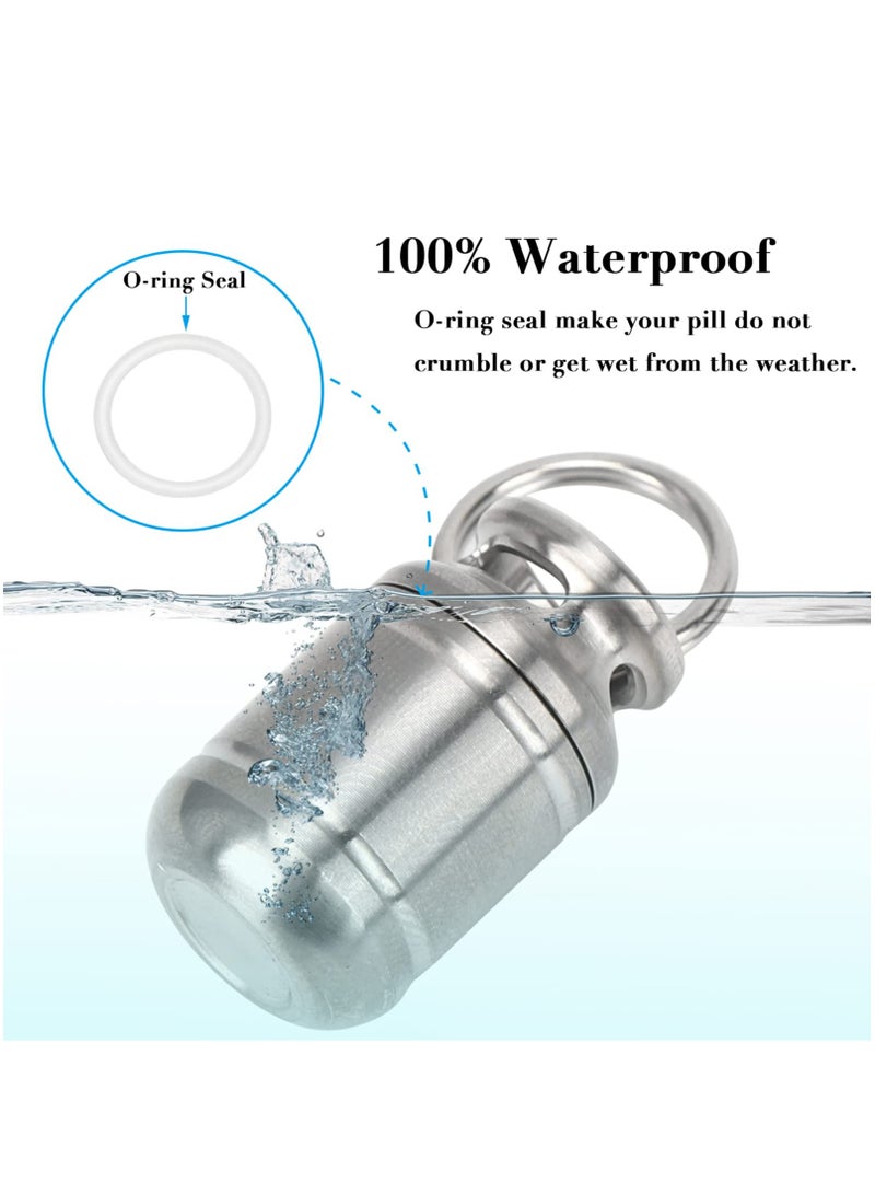 Portable Pill Case,Mini Pill Box, Titanium Alloy Medicine Holder, Waterproof Pill Warehouse with Keychain, First Aid Pill Container for Outdoor Sports, Camping, Hiking and Traveling (Small)
