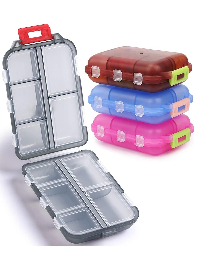 4 Pack Pill Case Portable Small Weekly Travel Organizer Pocket Box Dispenser for Purse Vitamin Fish Oil Compartments Container Medicine