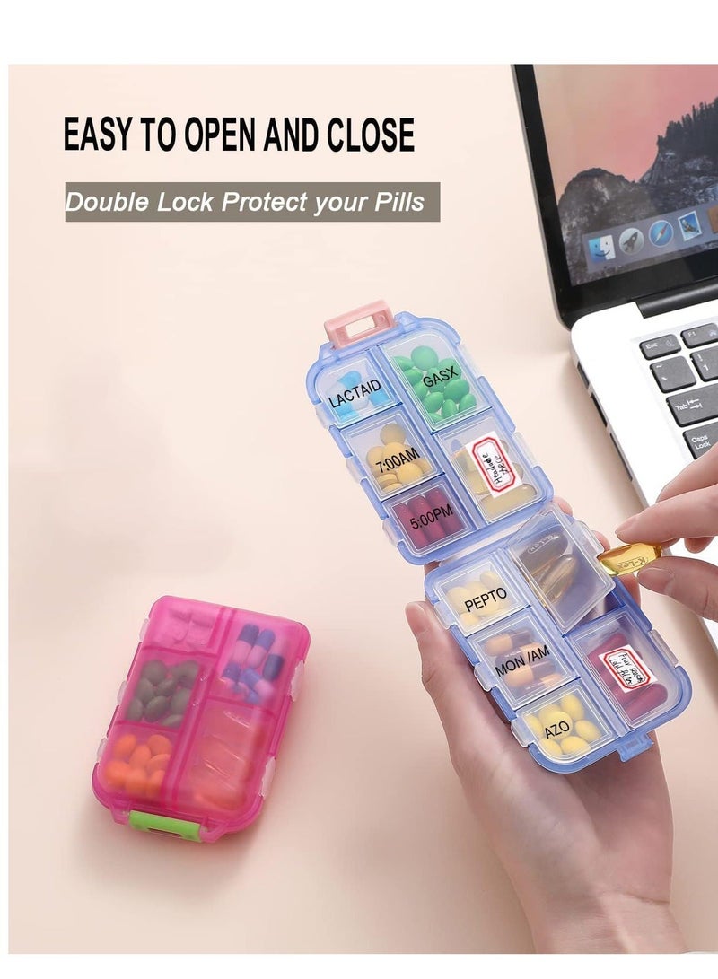 4 Pack Pill Case Portable Small Weekly Travel Organizer Pocket Box Dispenser for Purse Vitamin Fish Oil Compartments Container Medicine