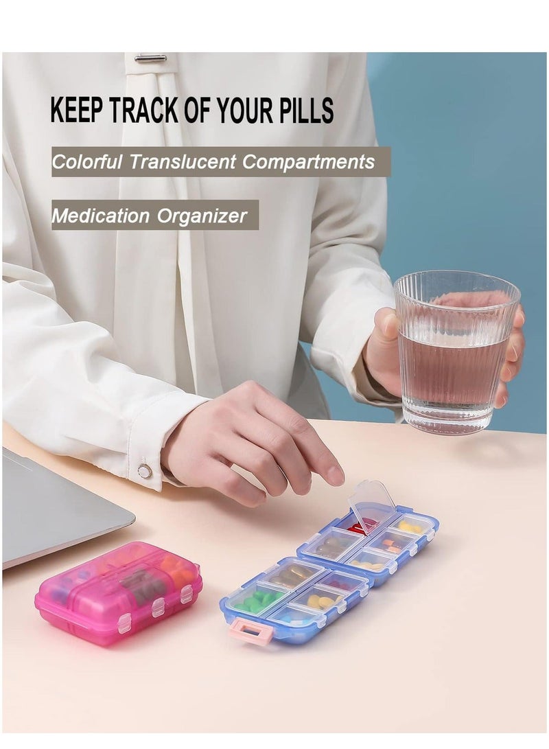 4 Pack Pill Case Portable Small Weekly Travel Organizer Pocket Box Dispenser for Purse Vitamin Fish Oil Compartments Container Medicine