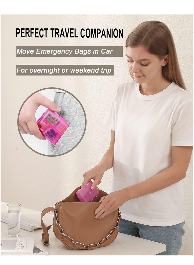 4 Pack Pill Case Portable Small Weekly Travel Organizer Pocket Box Dispenser for Purse Vitamin Fish Oil Compartments Container Medicine