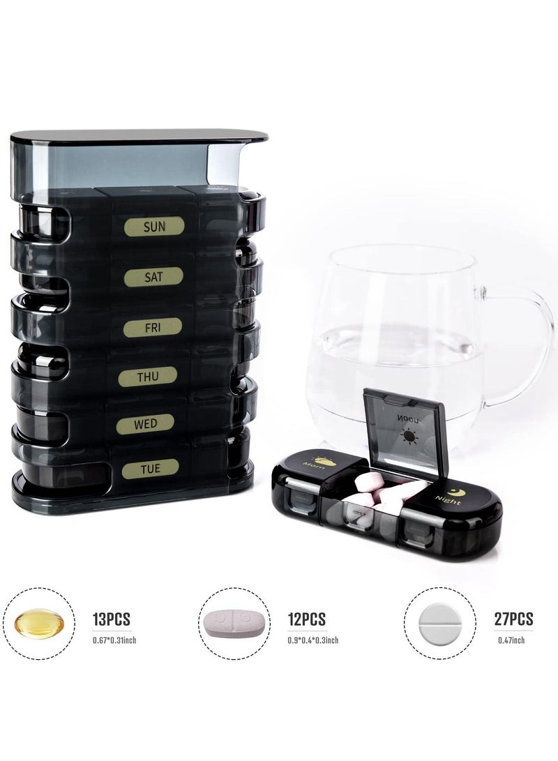 Pill Organizer, Organizer 3 Times a Day - Weekly Day, Daily Box to Hold Vitamins, Cod Liver Oil, Supplements and Medication