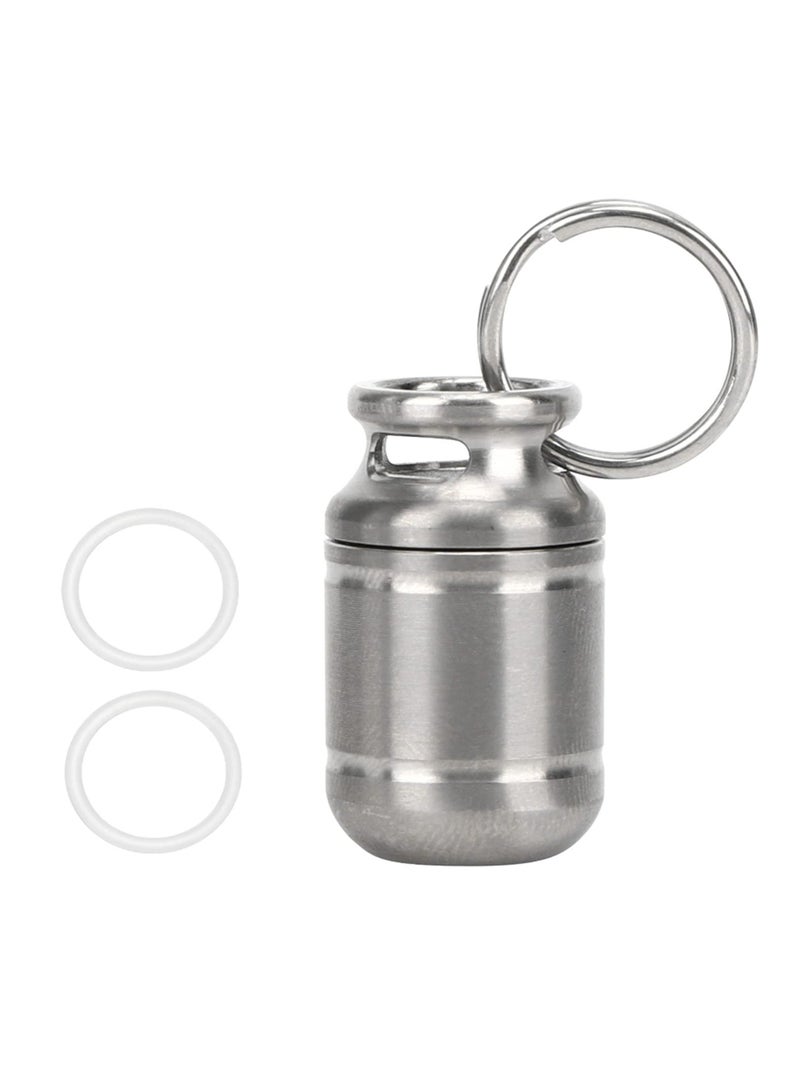 Portable Pill Case,Mini Pill Box, Titanium Alloy Medicine Holder, Waterproof Pill Warehouse with Keychain, First Aid Pill Container for Outdoor Sports, Camping, Hiking and Traveling (Small)