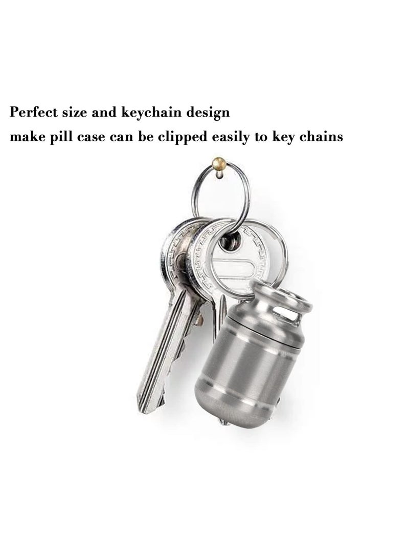 Portable Pill Case,Mini Pill Box, Titanium Alloy Medicine Holder, Waterproof Pill Warehouse with Keychain, First Aid Pill Container for Outdoor Sports, Camping, Hiking and Traveling (Small)
