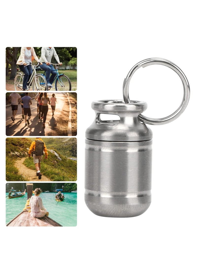 Portable Pill Case,Mini Pill Box, Titanium Alloy Medicine Holder, Waterproof Pill Warehouse with Keychain, First Aid Pill Container for Outdoor Sports, Camping, Hiking and Traveling (Small)