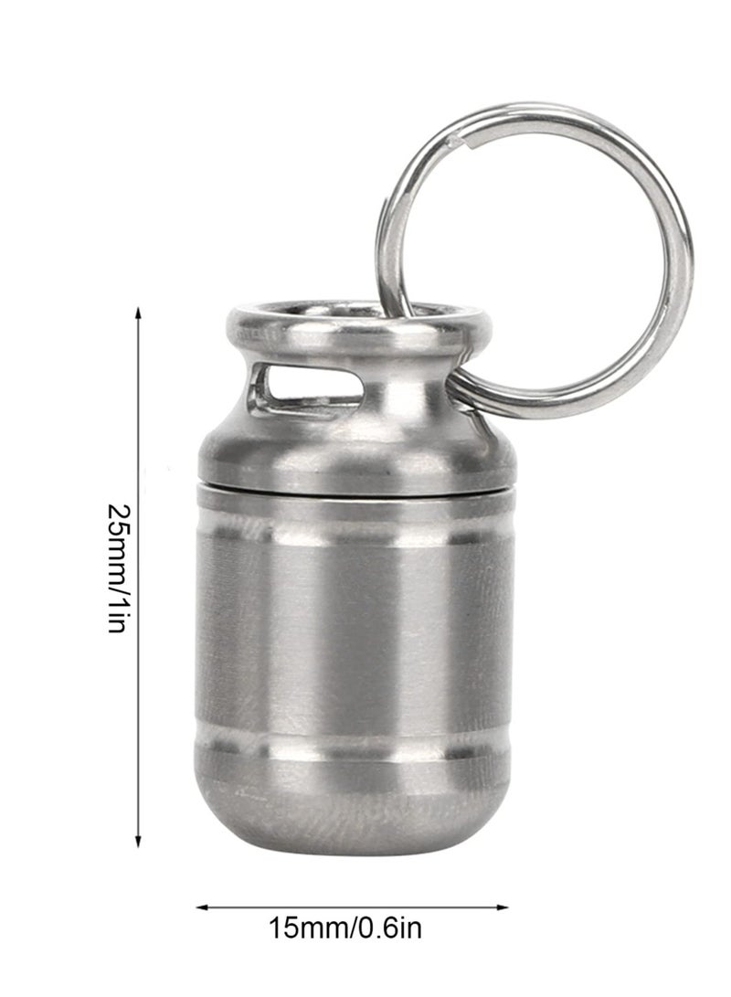 Portable Pill Case,Mini Pill Box, Titanium Alloy Medicine Holder, Waterproof Pill Warehouse with Keychain, First Aid Pill Container for Outdoor Sports, Camping, Hiking and Traveling (Small)