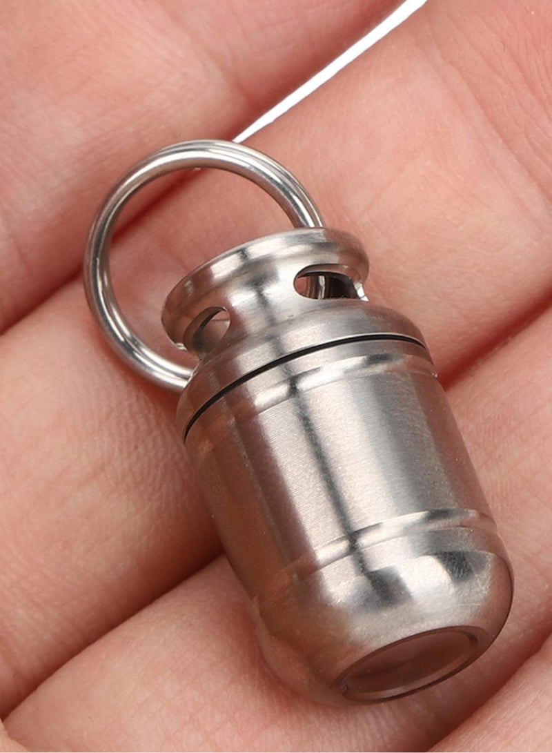 Portable Pill Case,Mini Pill Box, Titanium Alloy Medicine Holder, Waterproof Pill Warehouse with Keychain, First Aid Pill Container for Outdoor Sports, Camping, Hiking and Traveling (Small)