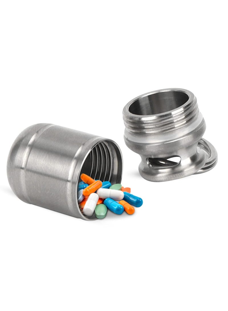 Portable Pill Case,Mini Pill Box, Titanium Alloy Medicine Holder, Waterproof Pill Warehouse with Keychain, First Aid Pill Container for Outdoor Sports, Camping, Hiking and Traveling (Small)