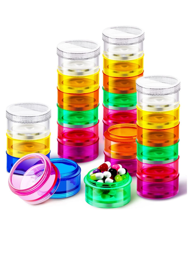 4 Pieces 7 Day Stackable Pill Organizer Case, Vitamin Holder Weekly Travel Container with Lids, Daily for Pills, Vitamin, Fish Oil, Supplements