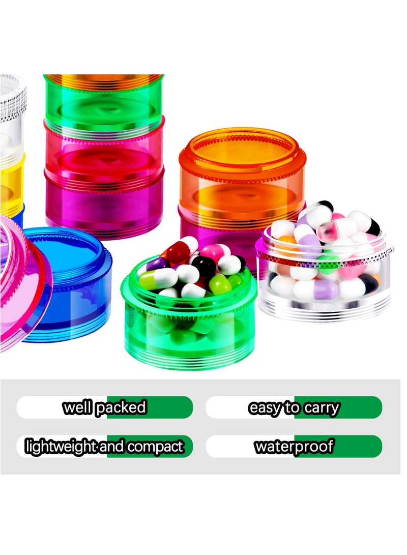 4 Pieces 7 Day Stackable Pill Organizer Case, Vitamin Holder Weekly Travel Container with Lids, Daily for Pills, Vitamin, Fish Oil, Supplements