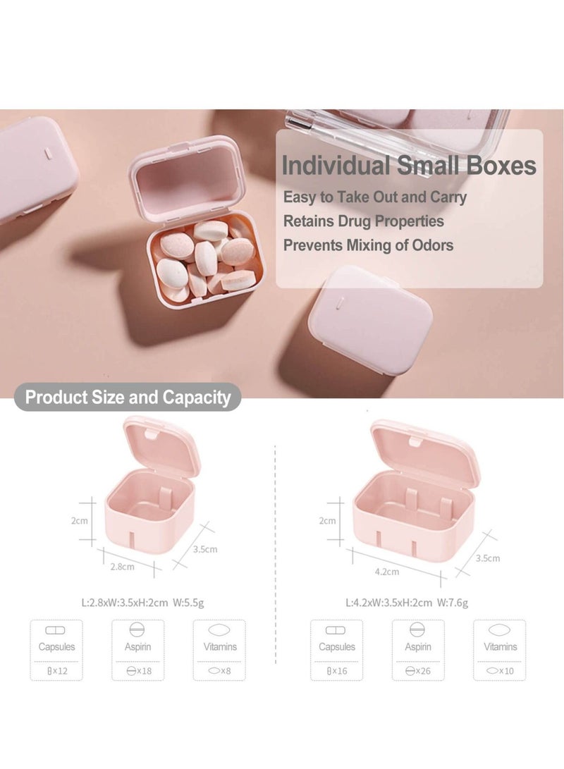 Daily Pill Organizer, 10 Compartments Portable Medicine Box, Combined Case to Hold Vitamins, pill, Cod Liver Oil (Pink)