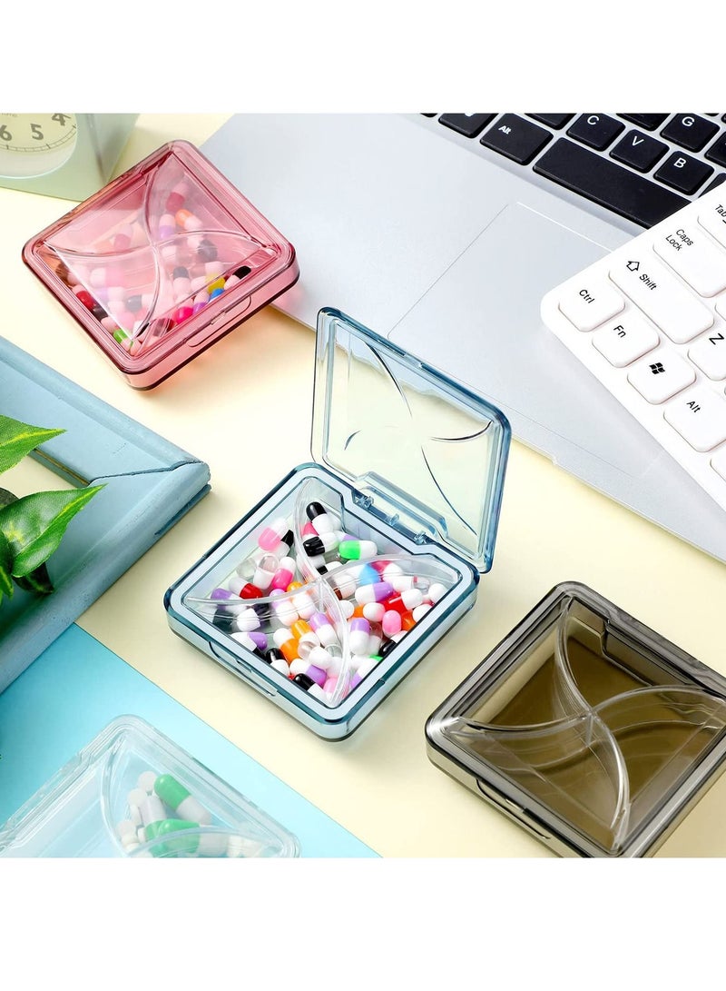 Small Pill Organizer Waterproof Portable Travel Medicine Box for Purse or Pocket Daily with Removable Compartment Vitamin Fish Oil Supplement 4 Pieces