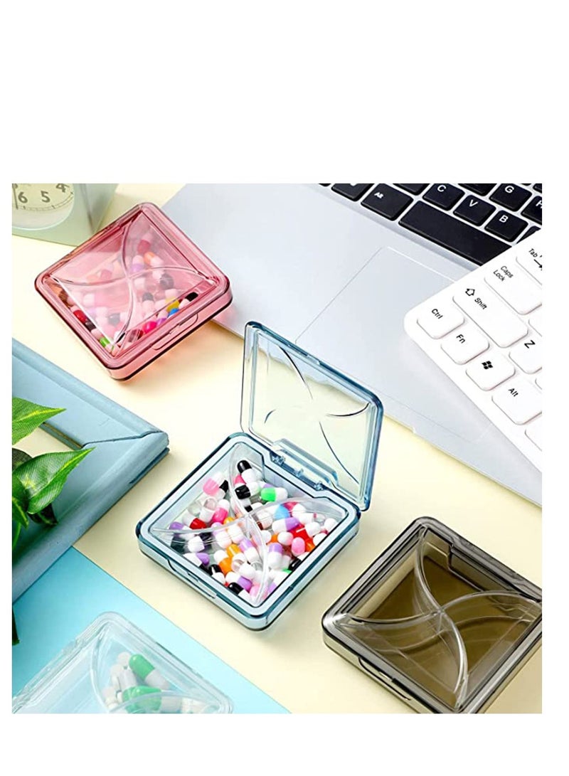 Small Pill Organizer Waterproof Portable Travel Medicine Box for Purse or Pocket Daily with Removable Compartment Vitamin Fish Oil Supplement 4 Pieces