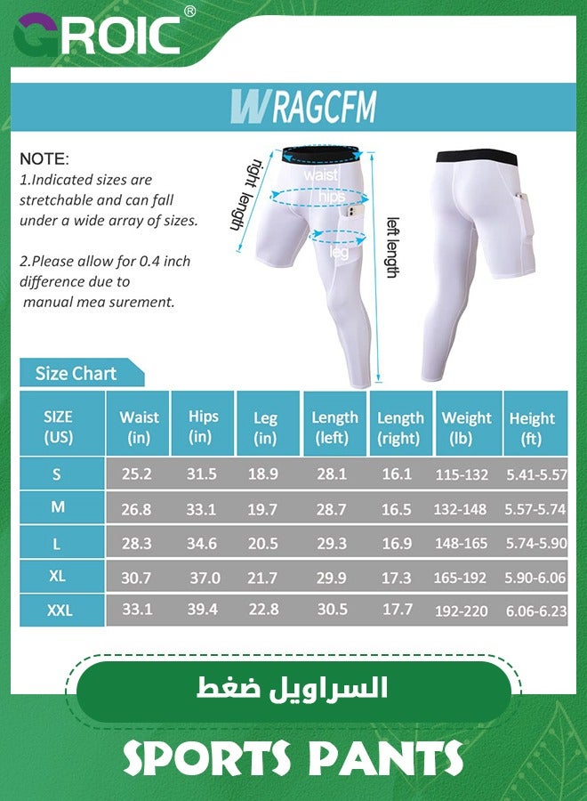2 Packs One Leg Sports Compression Pants, Single Full Leg Sports Quick Dry Tights, Unisex Sports Compression Pants, One Leg Basketball Leg Sleeves, Leggings Athletic Base Layer for Sports