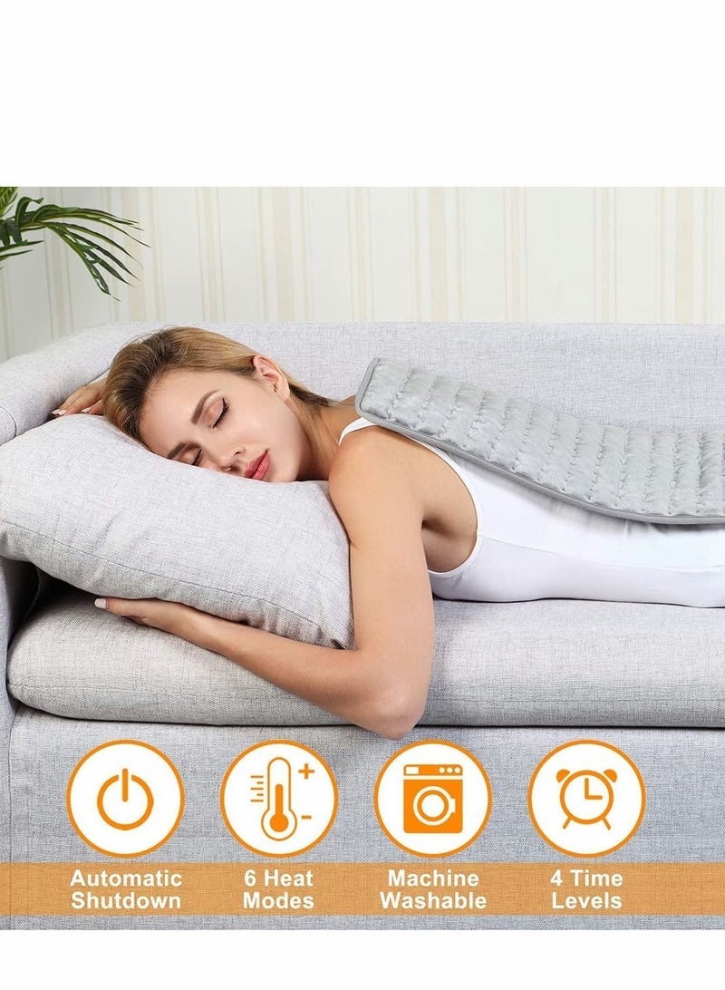 Heating Pad, Electric Heat Pad for Back Pain and Cramps Relief Fast with 6 Settings Auto Shut Off- Machine Washable 76 x 40cm