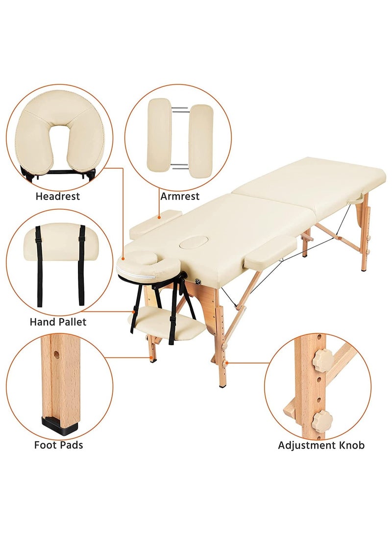 Portable Spa Bed Folding Facial Adjustable Lash Tattoo Table with Headrest Armrest