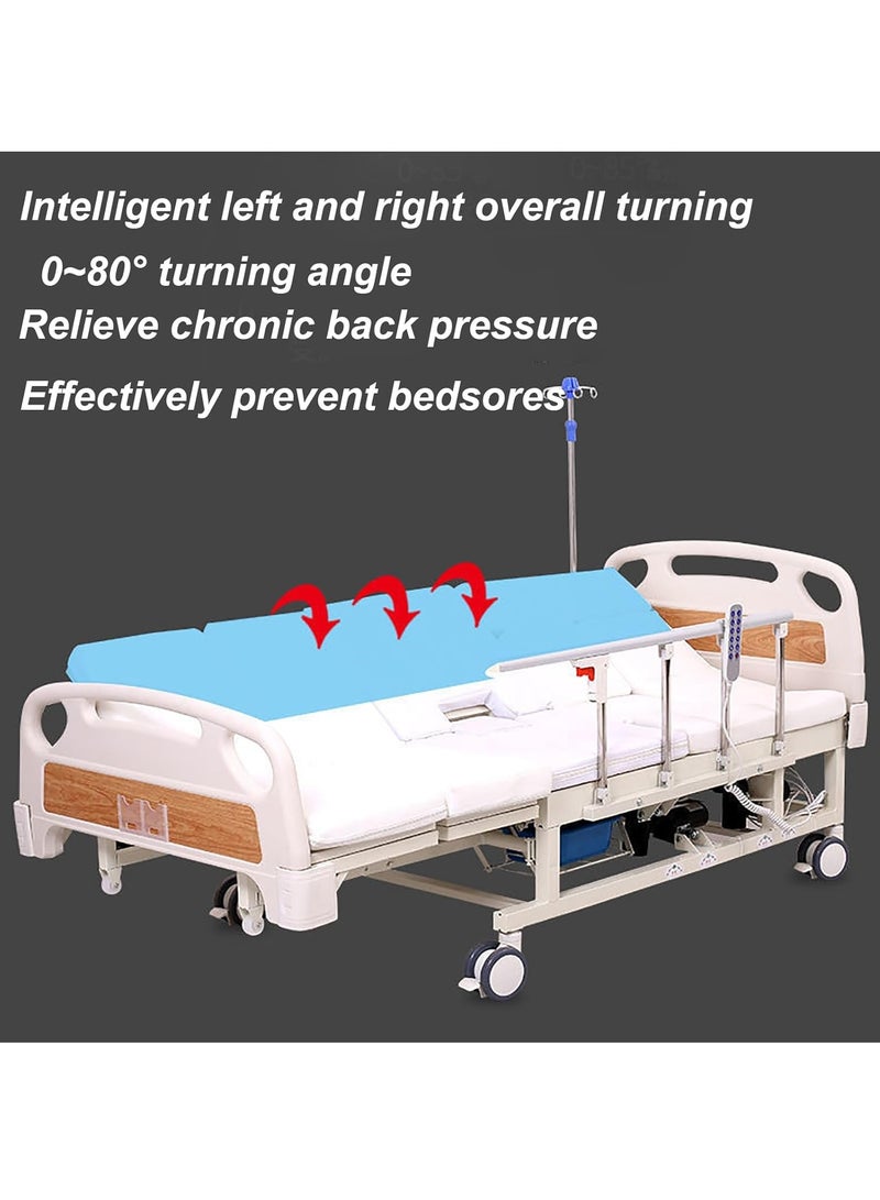 Electric Hospital Nursing Bed, 1.1M Widened Full-Curved Electric Nursing Bed, Manual Electric Integrated Nursing Bed, Anti-Slip and Slide, Heightened Dining Table