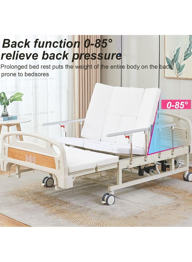 Electric Hospital Nursing Bed, 1.1M Widened Full-Curved Electric Nursing Bed, Manual Electric Integrated Nursing Bed, Anti-Slip and Slide, Heightened Dining Table