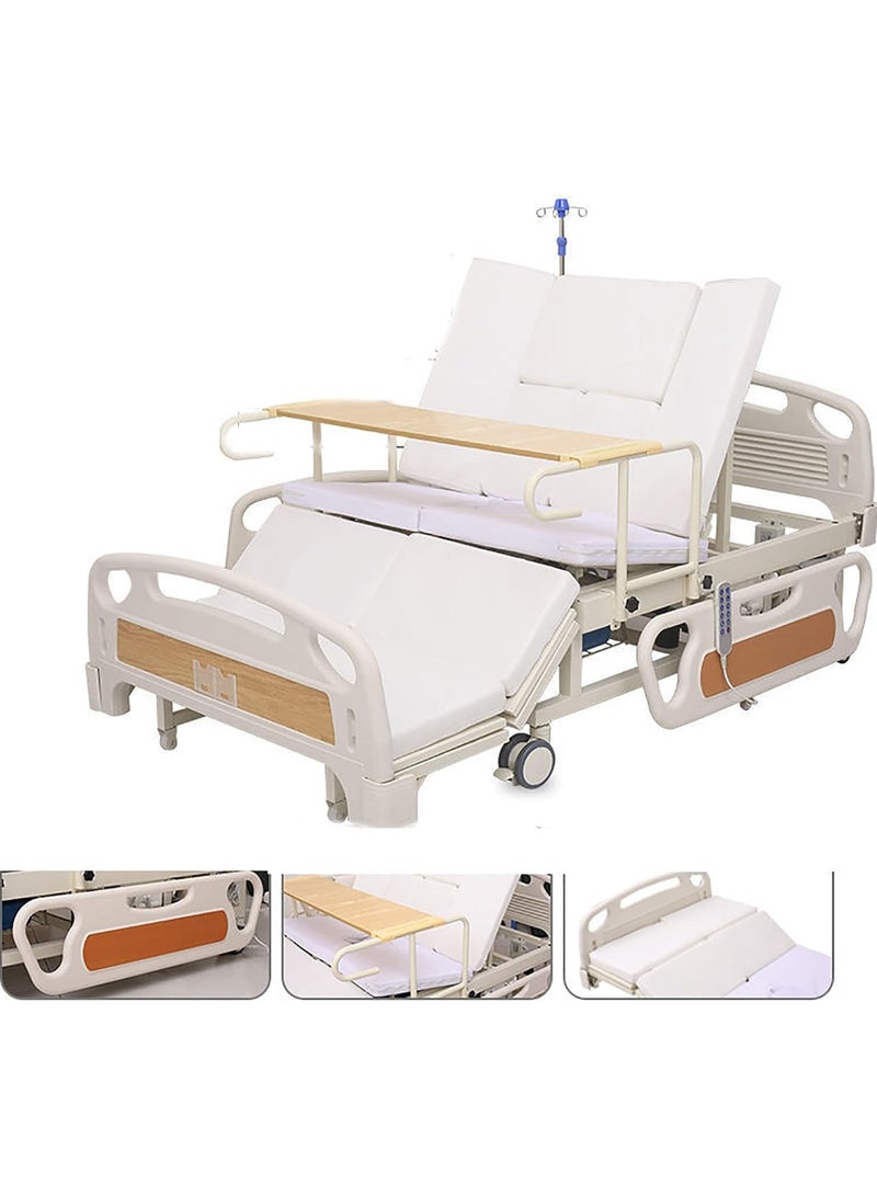 Electric Hospital Nursing Bed, 1.1M Widened Full-Curved Electric Nursing Bed, Manual Electric Integrated Nursing Bed, Anti-Slip and Slide, Heightened Dining Table