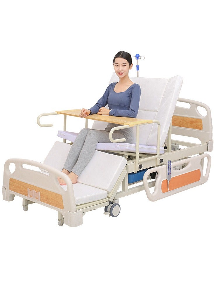 Electric Hospital Nursing Bed, 1.1M Widened Full-Curved Electric Nursing Bed, Manual Electric Integrated Nursing Bed, Anti-Slip and Slide, Heightened Dining Table