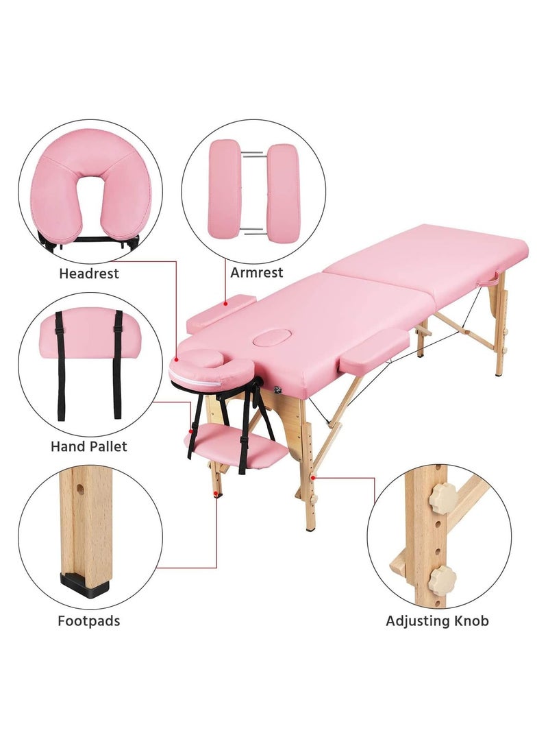 Portable Spa Bed Folding Facial Adjustable Lash Tattoo Table with Headrest Armrest